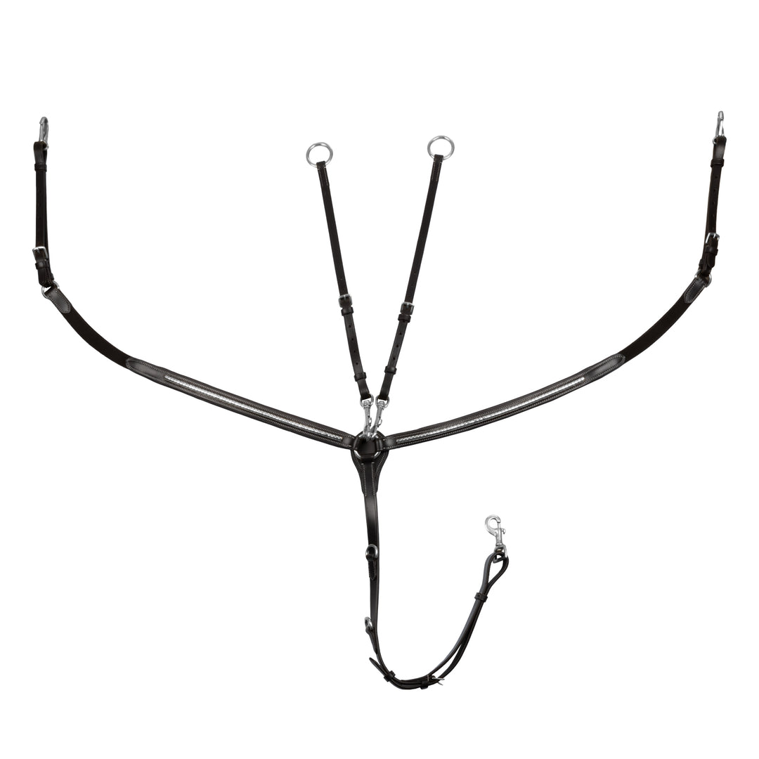 Equestro Tanned Leather Fork Breastplate with Silver Clincher