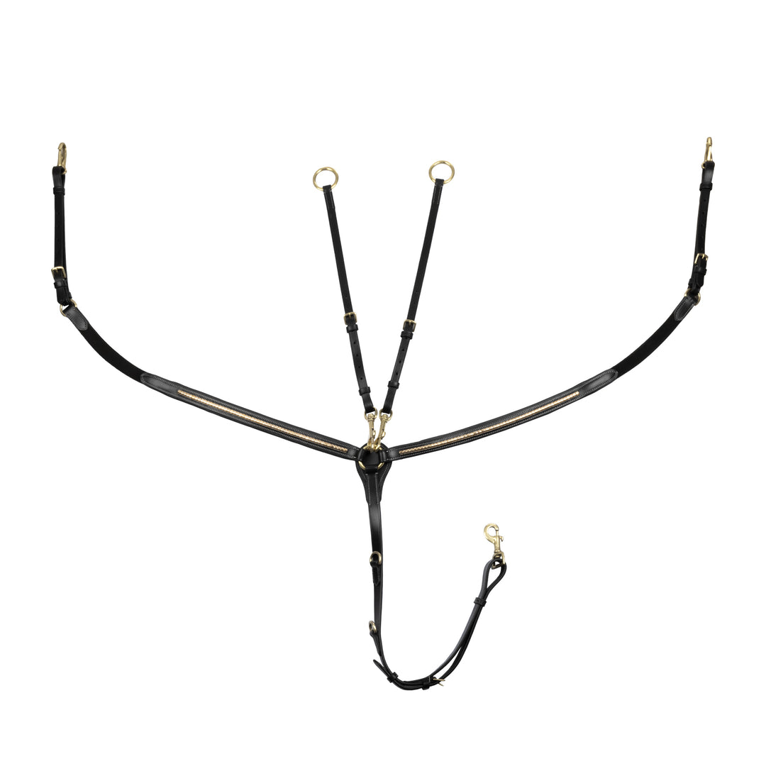 Equestro Tanned Leather Fork Breastplate with Brass Clincher