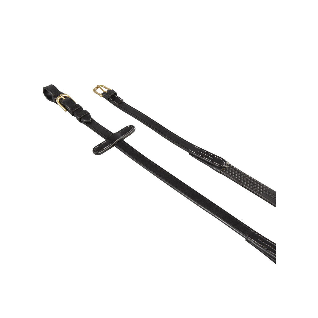 Equestro Rubber-Reinforced Leather Reins for English Bridle - Dark Brown