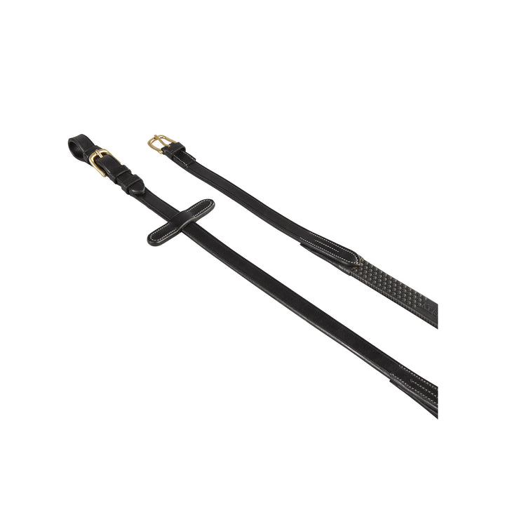 Equestro Rubber-Reinforced Leather Reins for English Bridle - Dark Brown