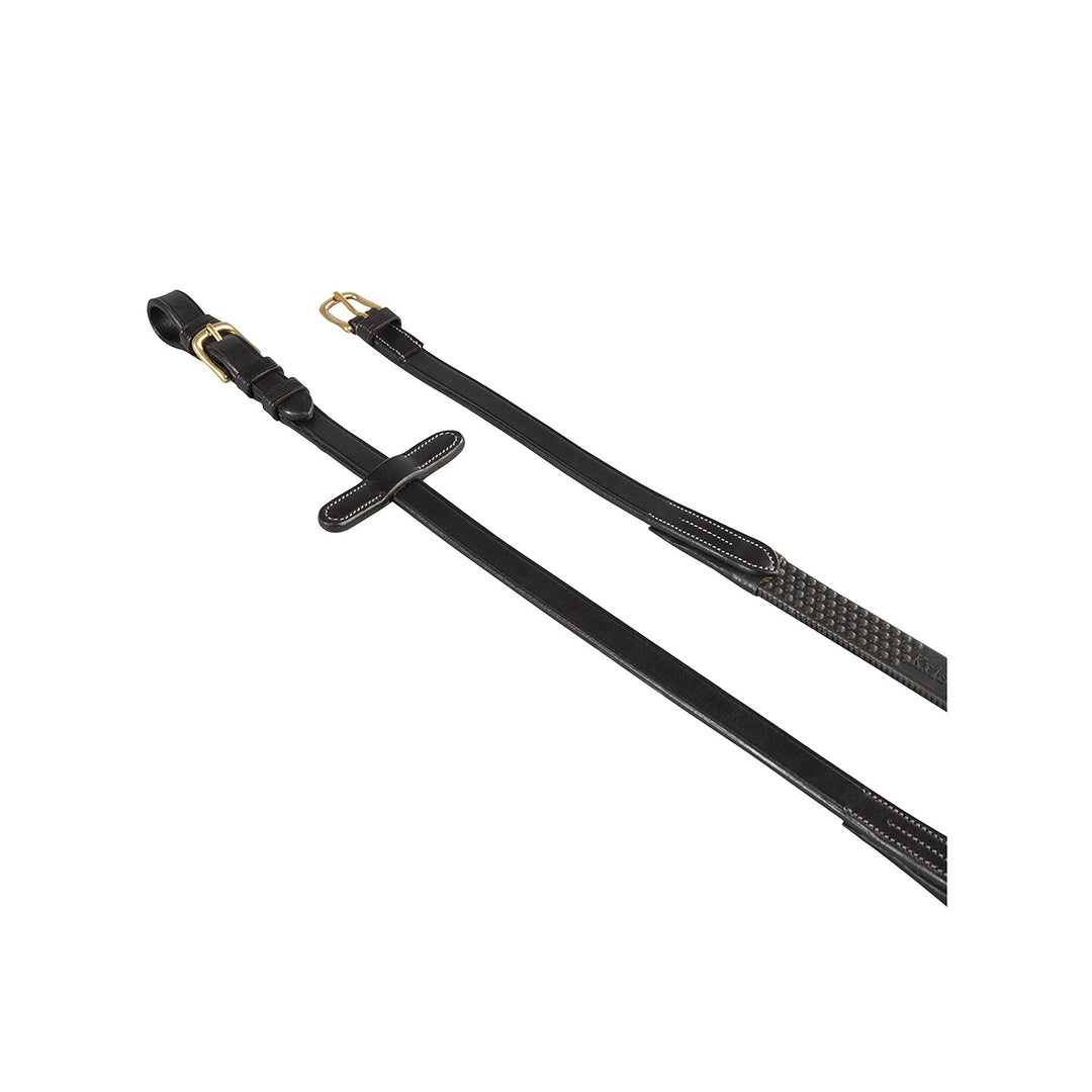 Equestro Rubber-Reinforced Leather Reins for English Bridle - Dark Brown