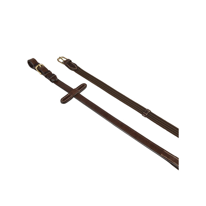 Equestro Reins for English Bridle with Brass Buckles - Dark Brown