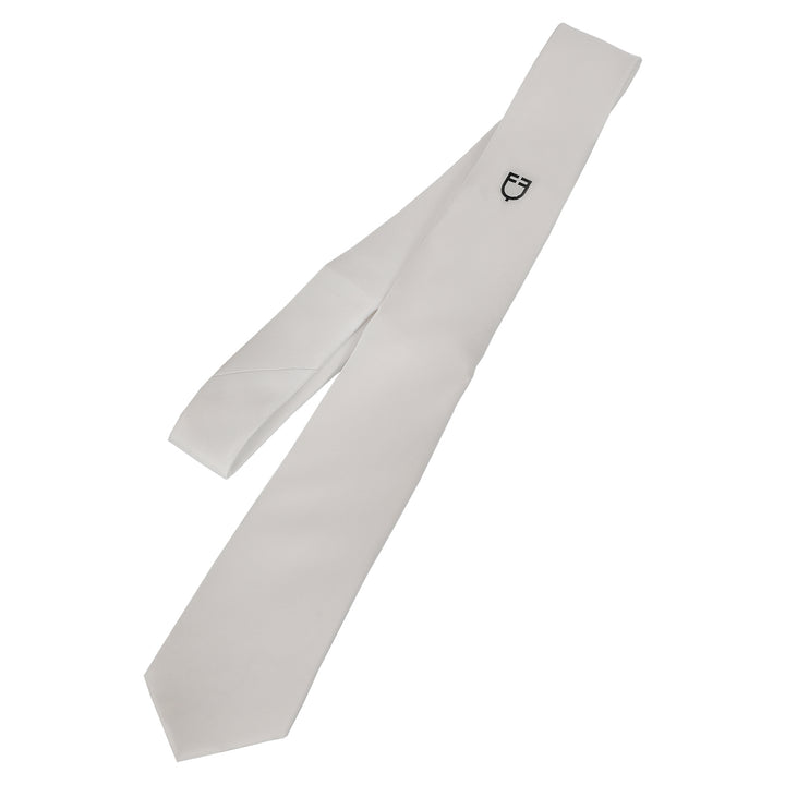 Equestro Competition Tie with Embroidered Logo - White