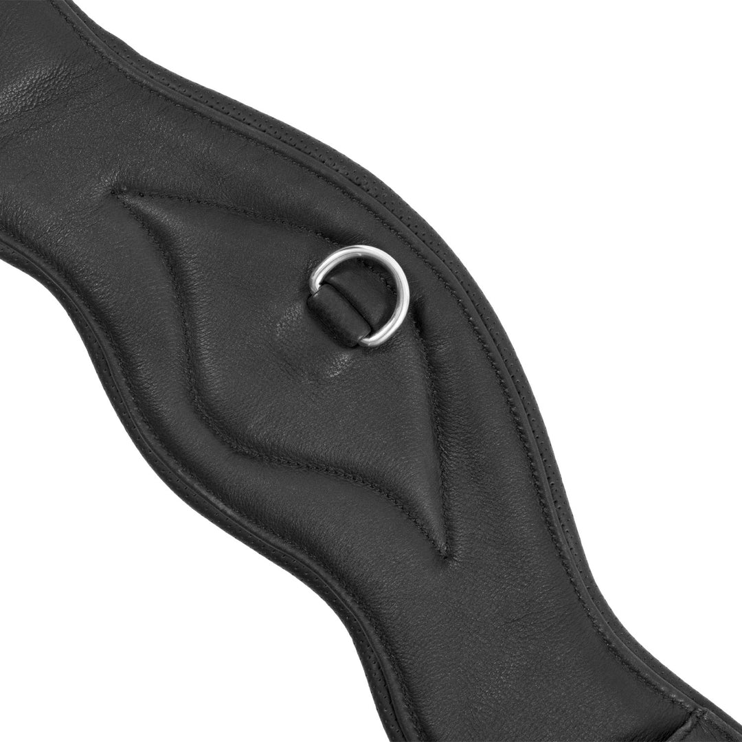 Equestro Shaped Leather Dressage Girth with Logo Pin - Black