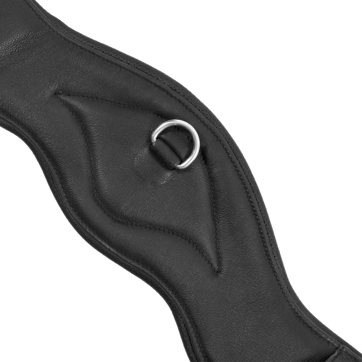 Equestro Shaped Leather Dressage Girth with Logo Pin - Black
