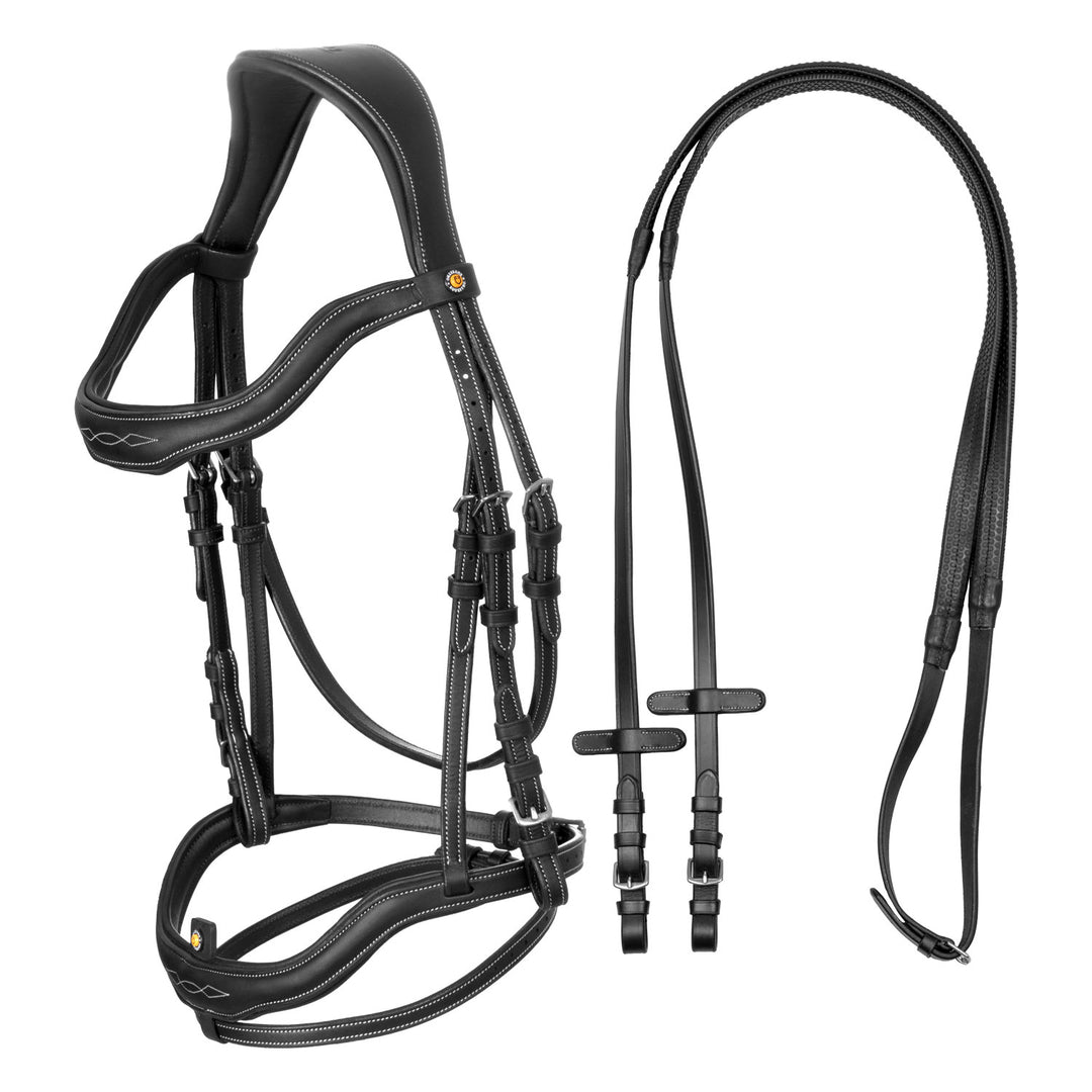 Equestro Soft Leather Stitched Bridle - Dark Brown