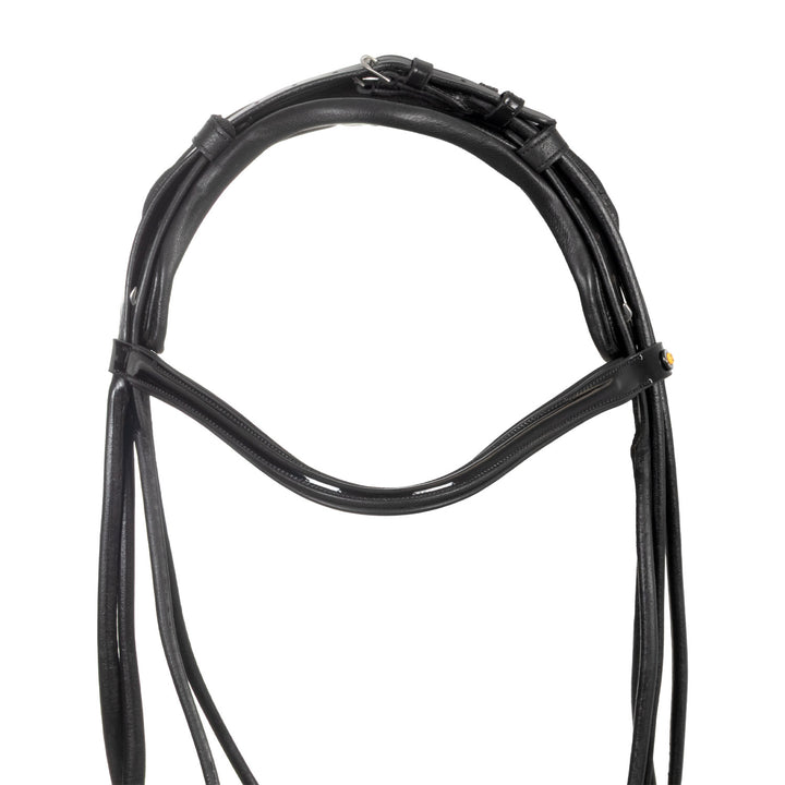 Equestro Leather Dressage Bridle with Anatomical Headpiece - Black