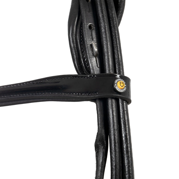 Equestro Leather Dressage Bridle with Anatomical Headpiece - Black