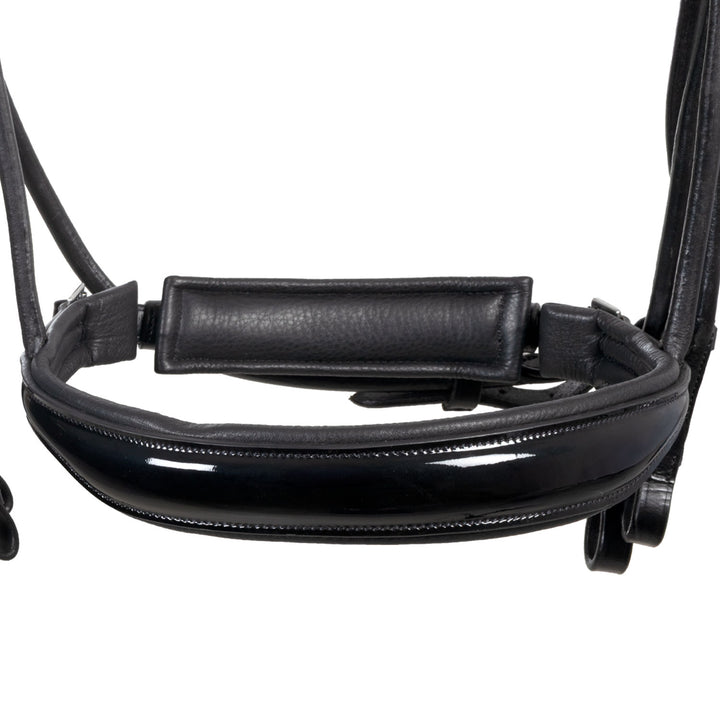 Equestro Leather Dressage Bridle with Anatomical Headpiece - Black