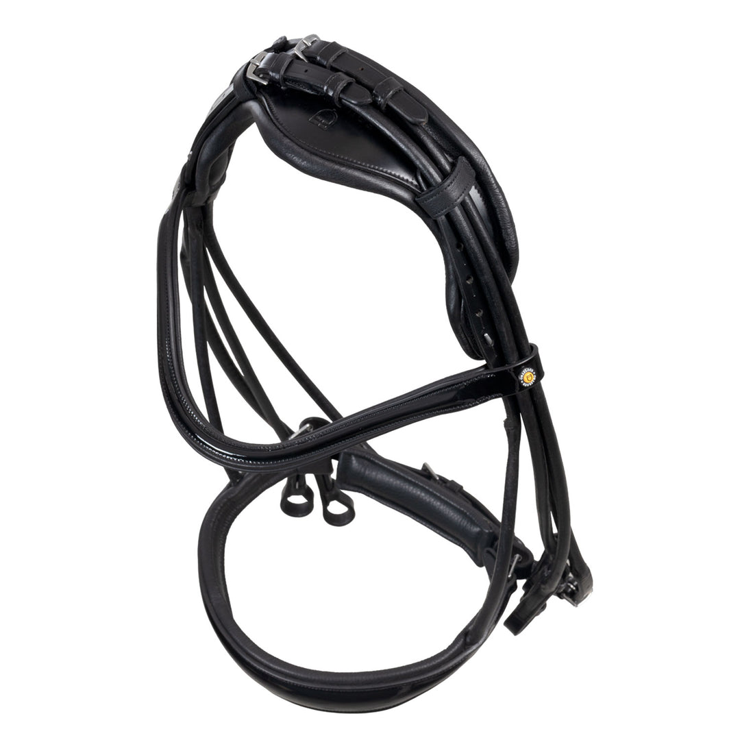 Equestro Leather Dressage Bridle with Anatomical Headpiece - Black