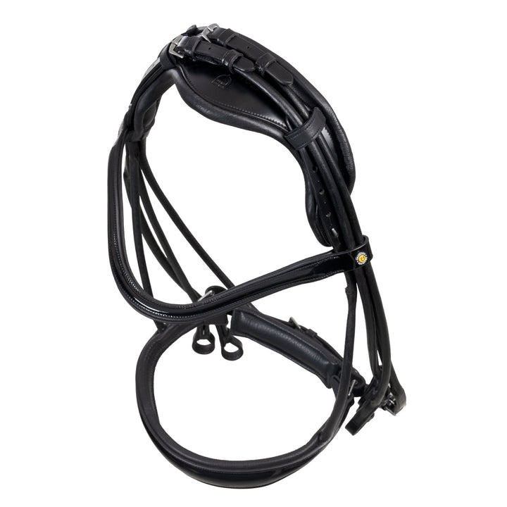 Equestro Leather Dressage Bridle with Anatomical Headpiece - Black