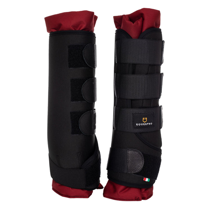 Equestro Stable Boots with Cotton Padding - Black/Burgundy