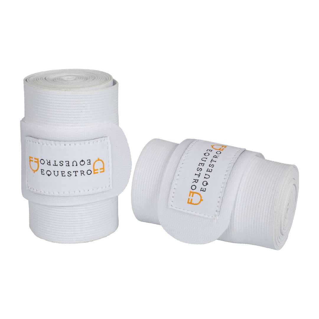 Equestro Elastic Bandages with Hook-and-Loop Fastening - White