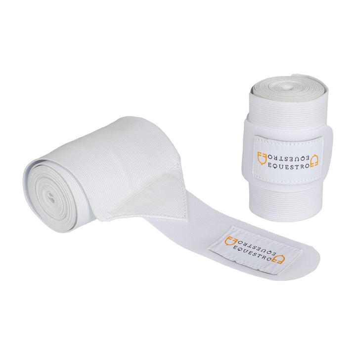 Equestro Elastic Bandages with Hook-and-Loop Fastening - White