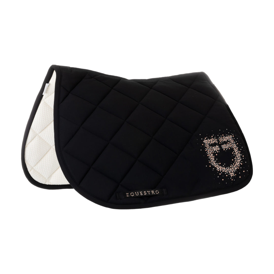 Equestro Jumping Saddle Pad with Rhinestone Logo - White