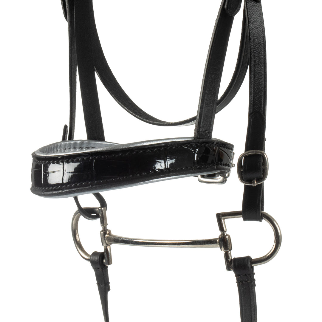 Equestro Shiny Leather Bridle for Hobby Horse - Black
