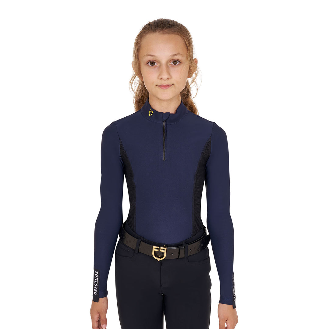 Equestro Girls' Long-Sleeved Training Base Layer - Navy Blazer