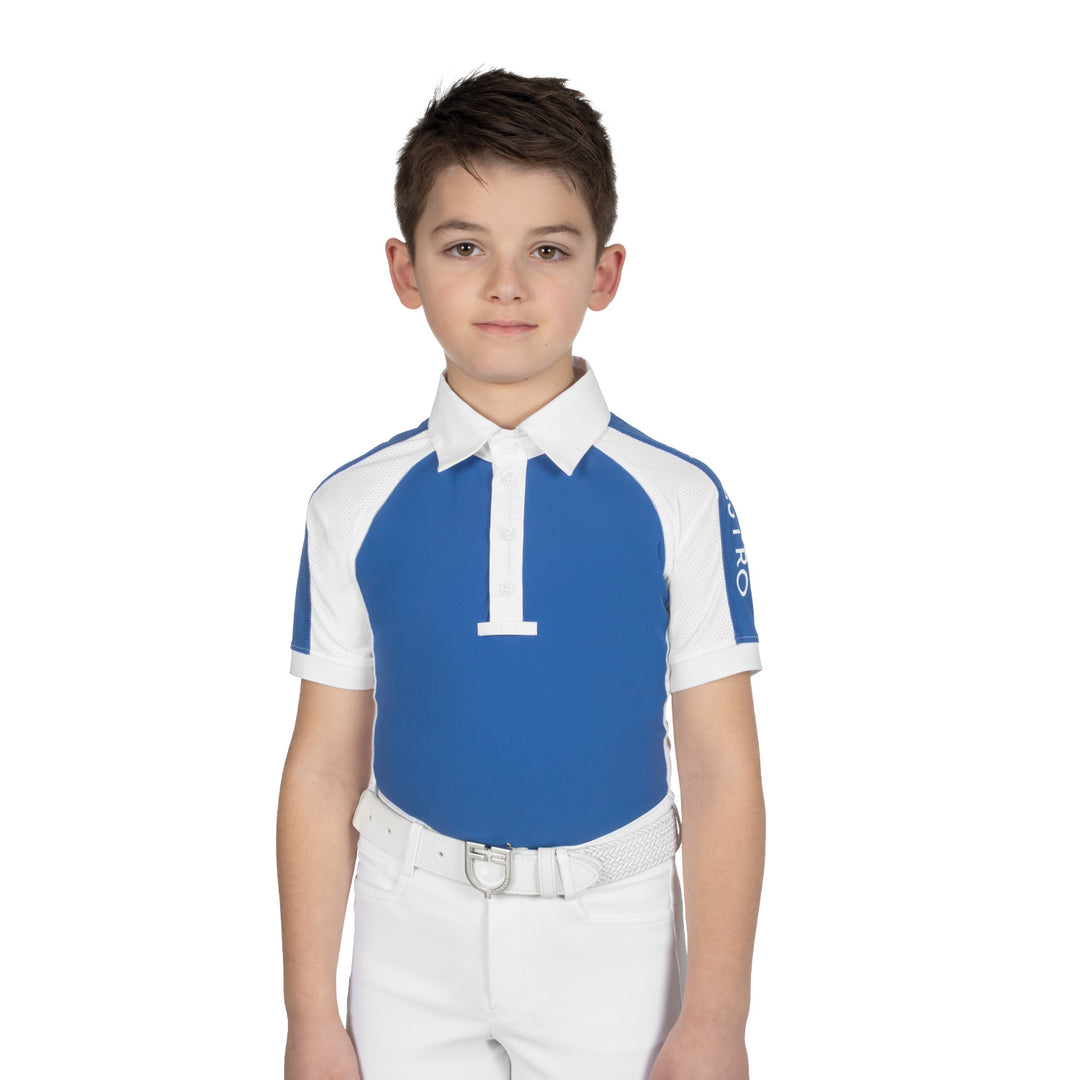 Equestro Boys' Slim Fit Competition Polo Shirt Four-Buttons - White