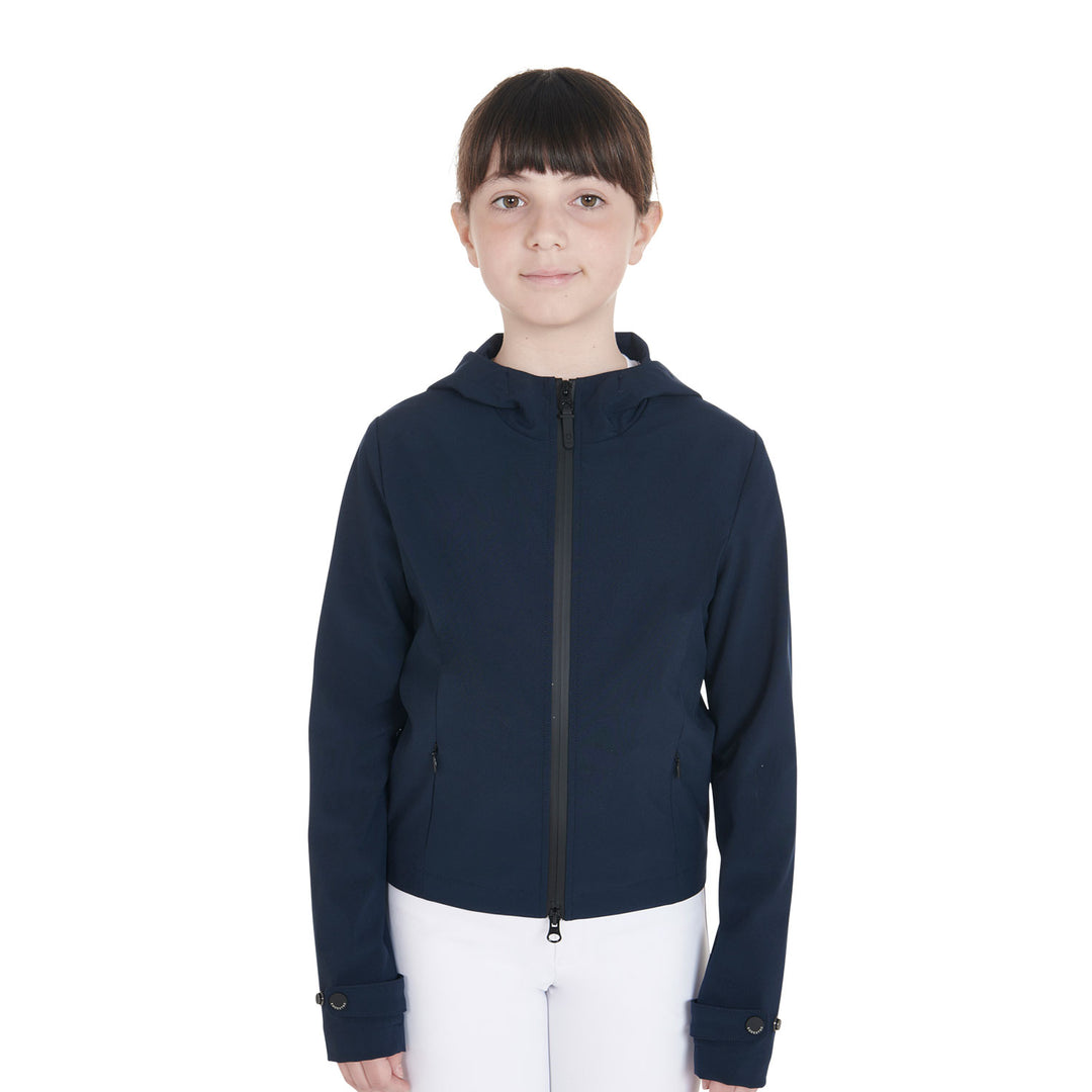 Equestro Kids' Slim Fit Softshell Jacket in Technical Fabric - Navy
