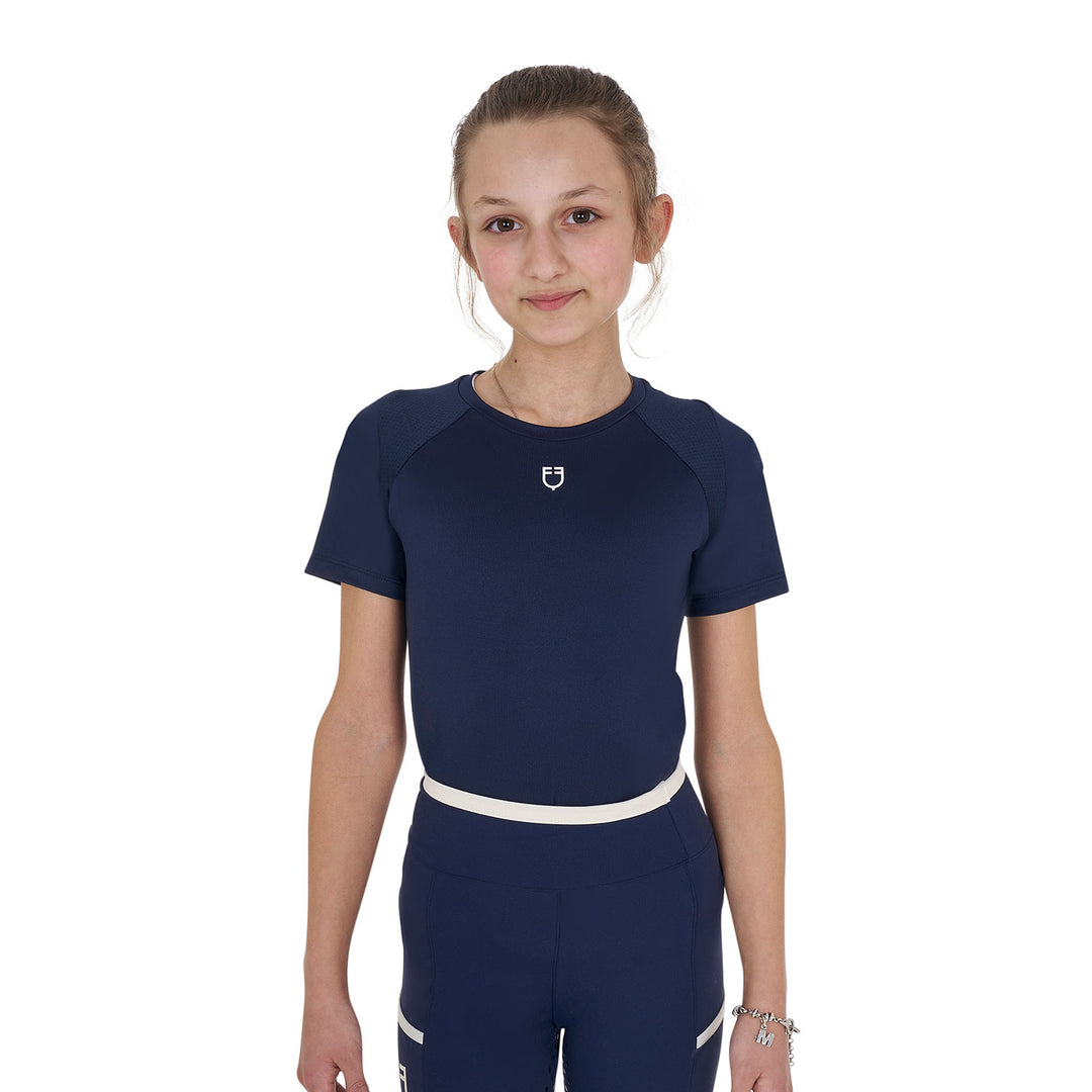 Equestro Kids' Training T-Shirt in Technical Fabric - White