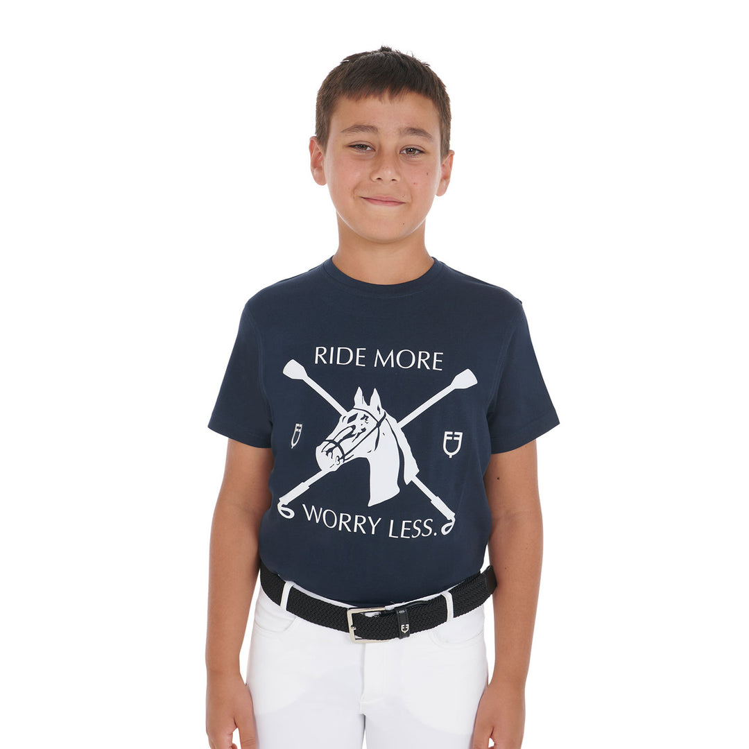 Equestro Kids' T-Shirt with Equestrian Print - White