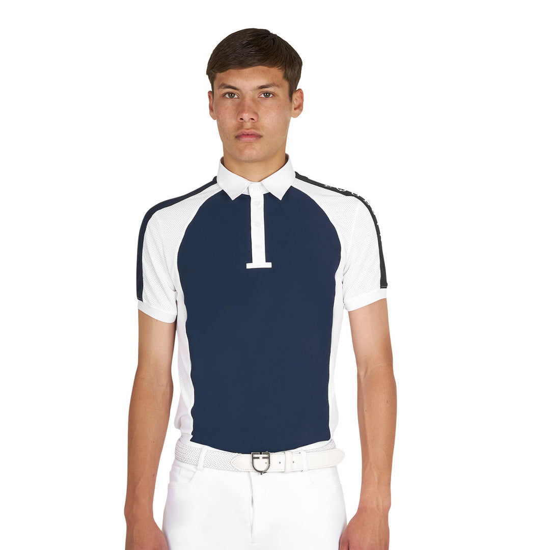 Equestro Men's Slim Fit Competition Polo Shirt Four Buttons - White