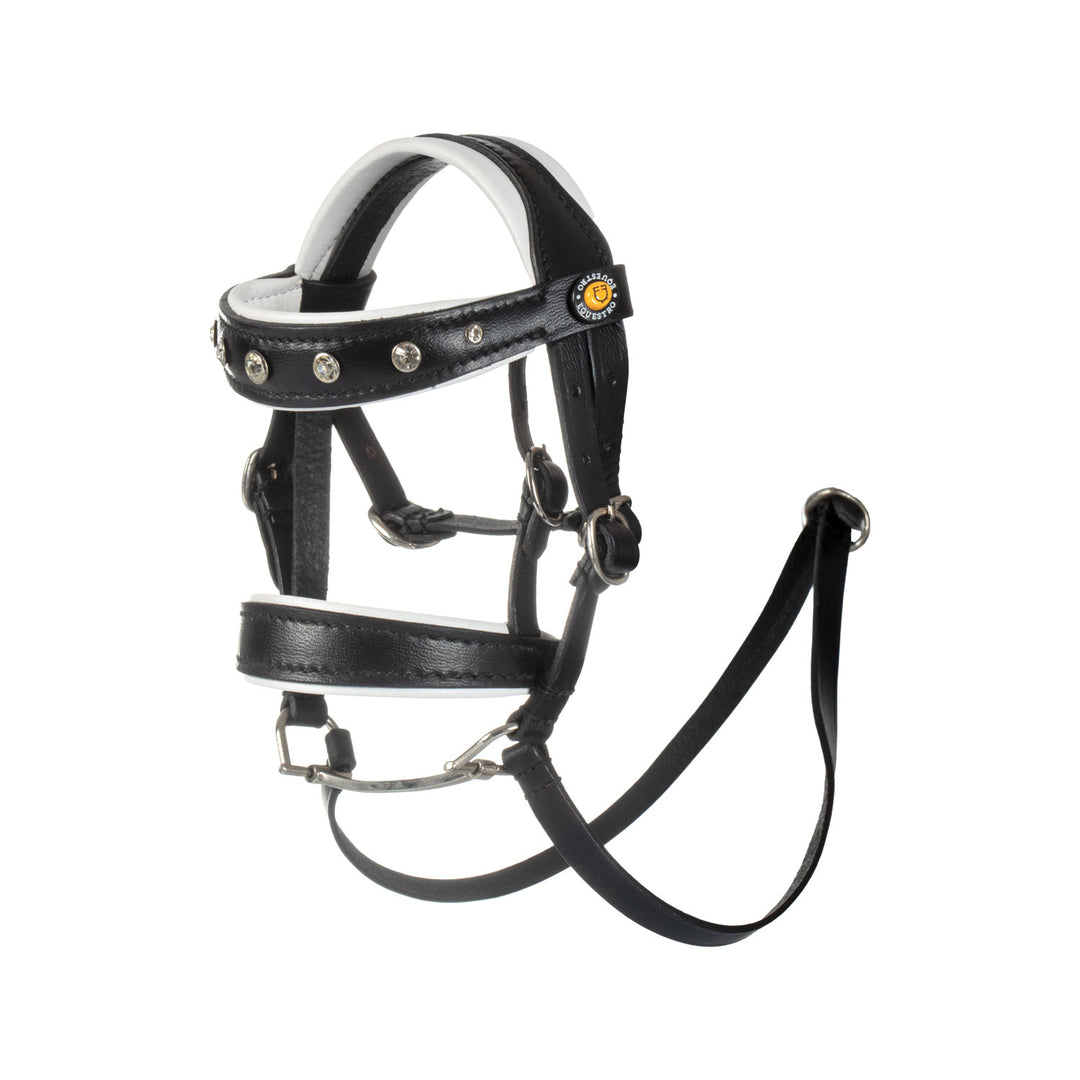 Equestro Leather Bridle with Rhinestones for Toy Horse - Black