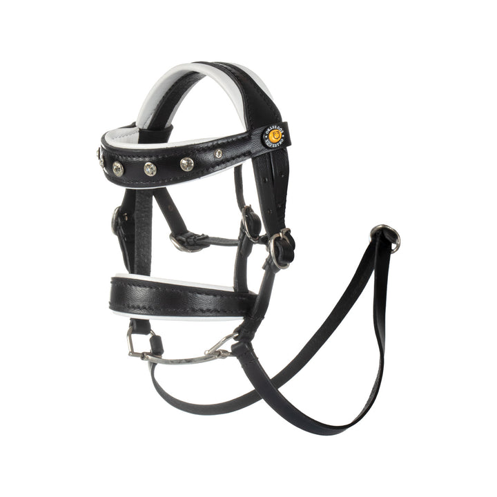 Equestro Leather Bridle with Rhinestones for Toy Horse - Black