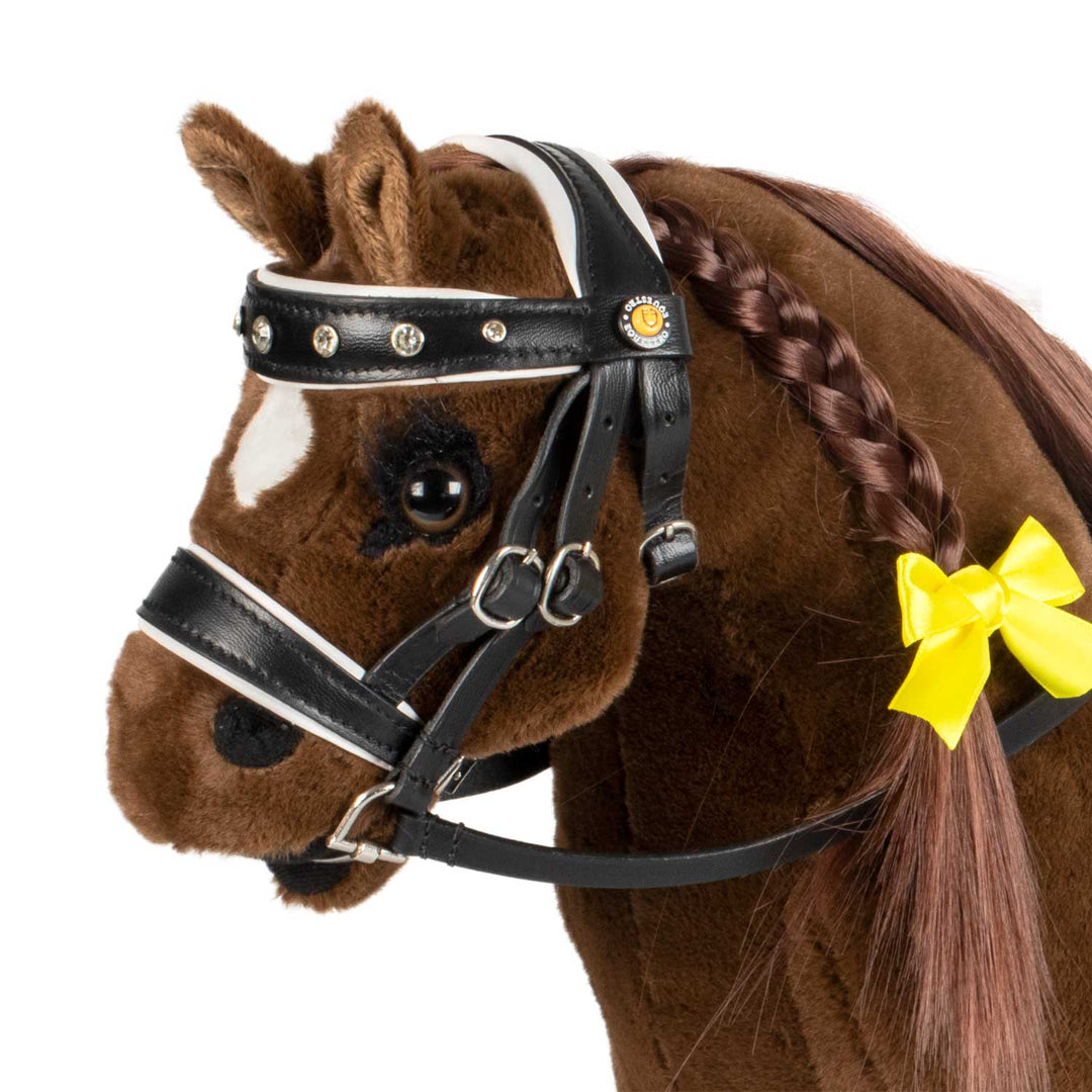 Equestro Leather Bridle with Rhinestones for Toy Horse - Black