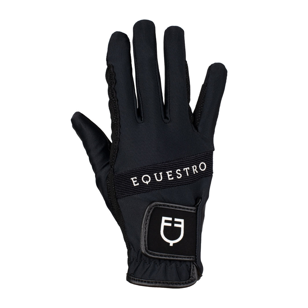 Equestro Gloves in Technical Fabric with Multicolor Logo - White/Black