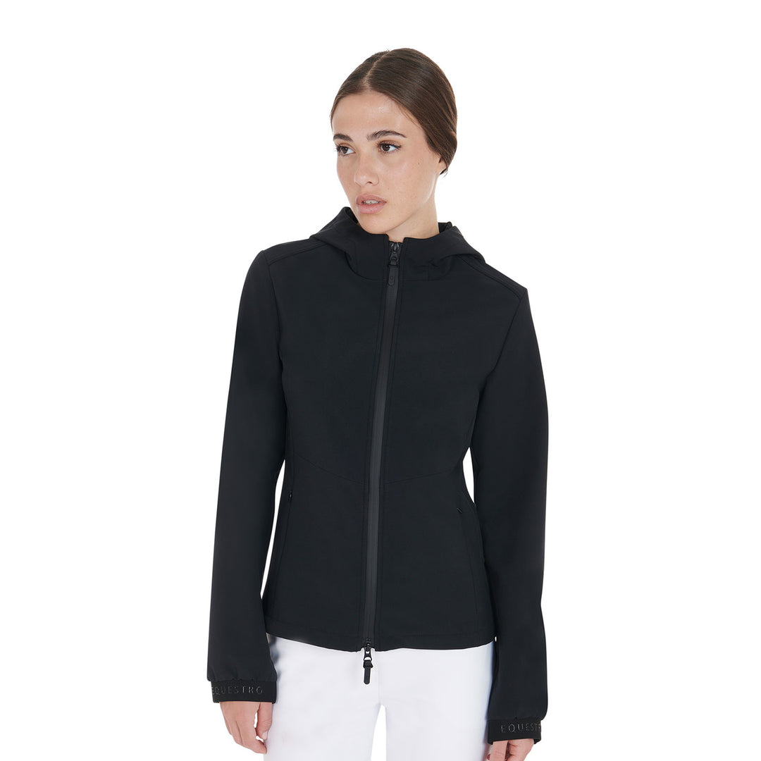 Equestro Women's Slim Fit Softshell Jacket with Concealed Pockets - Navy