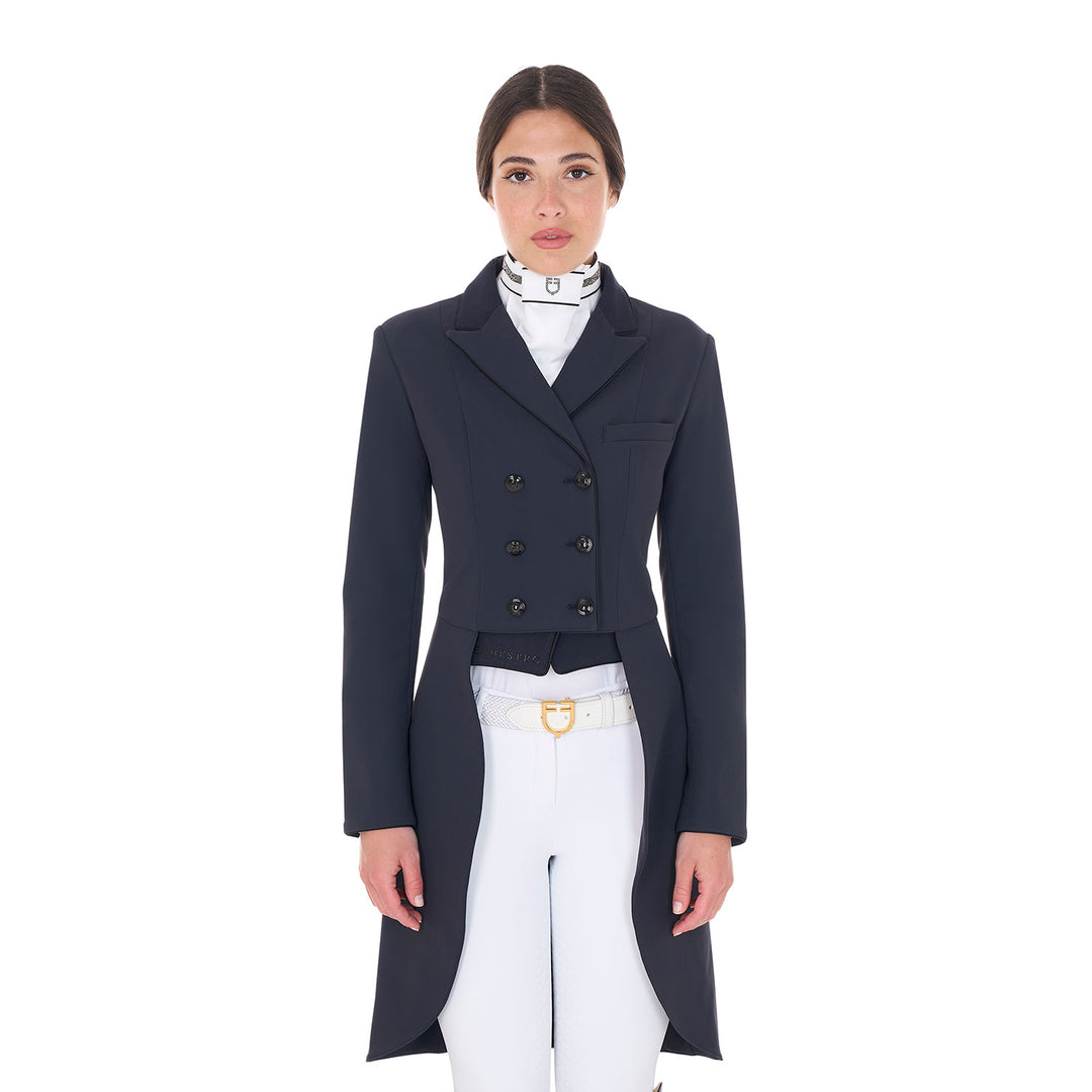 Equestro Women's Competition Dressage Tailcoat in Technical Fabric - Navy Blazer
