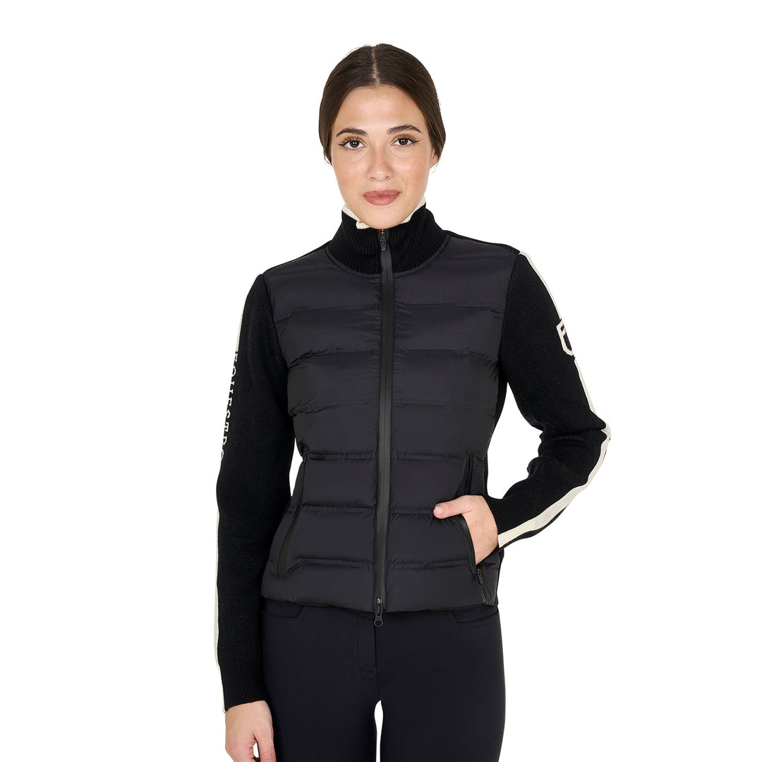 Equestro Women's Jacket in Nylon and Knit with Zip - Navy Blazer
