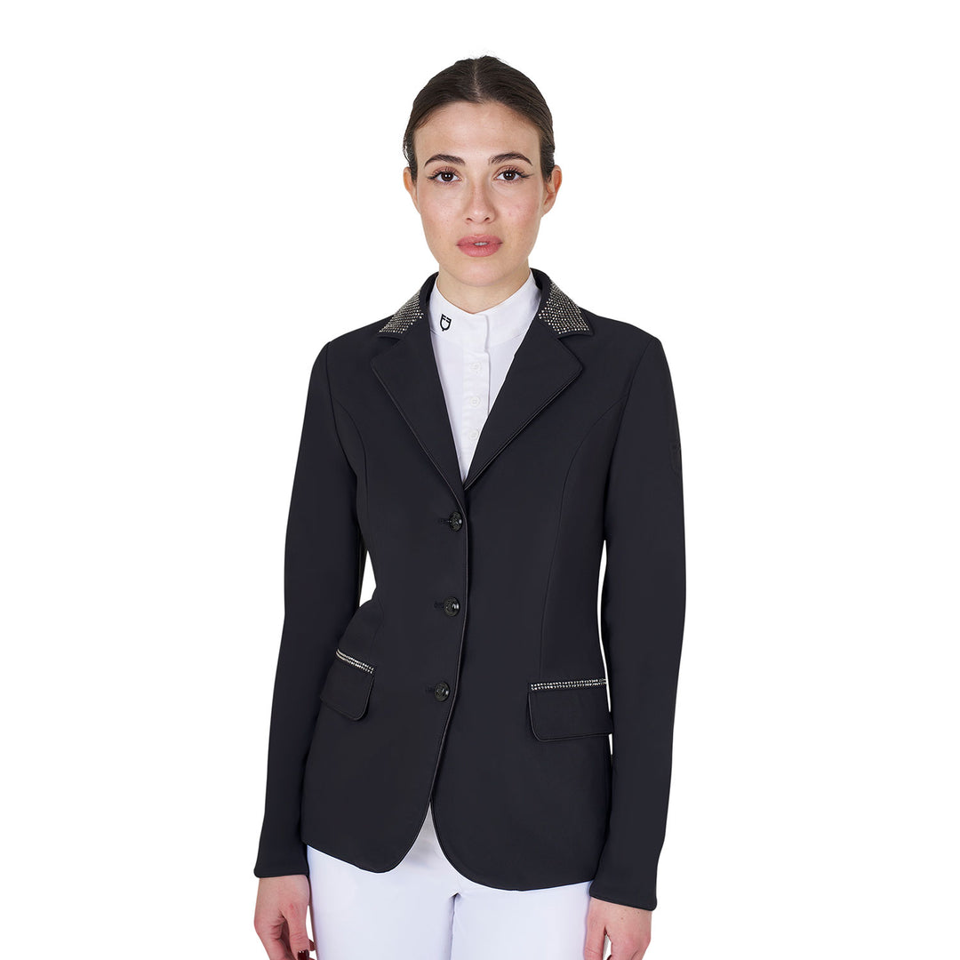 Equestro Women's Competition Jacket with Rhinestones - Navy Blazer