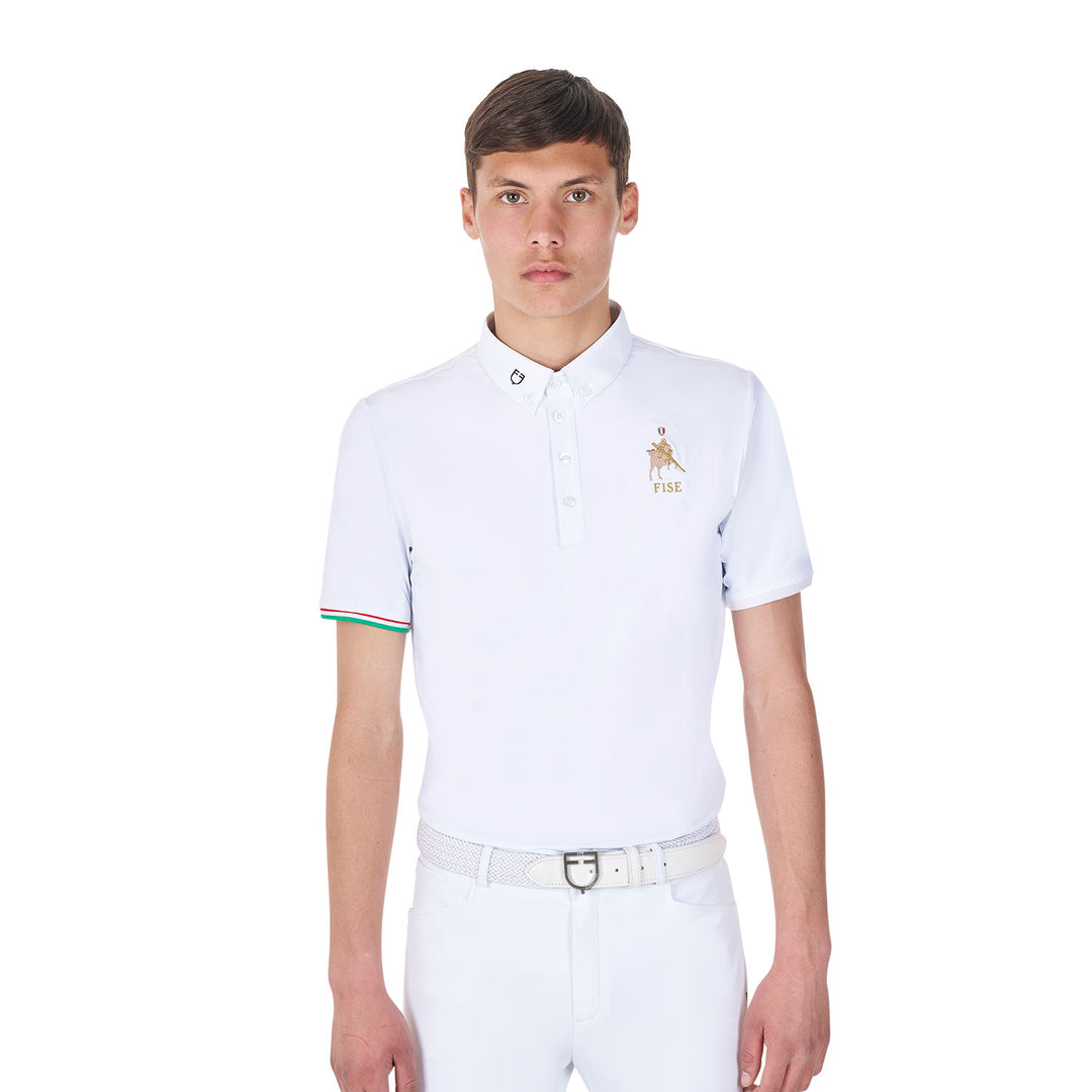 Equestro Men's Competition Polo Shirt Equestro X Fise - White