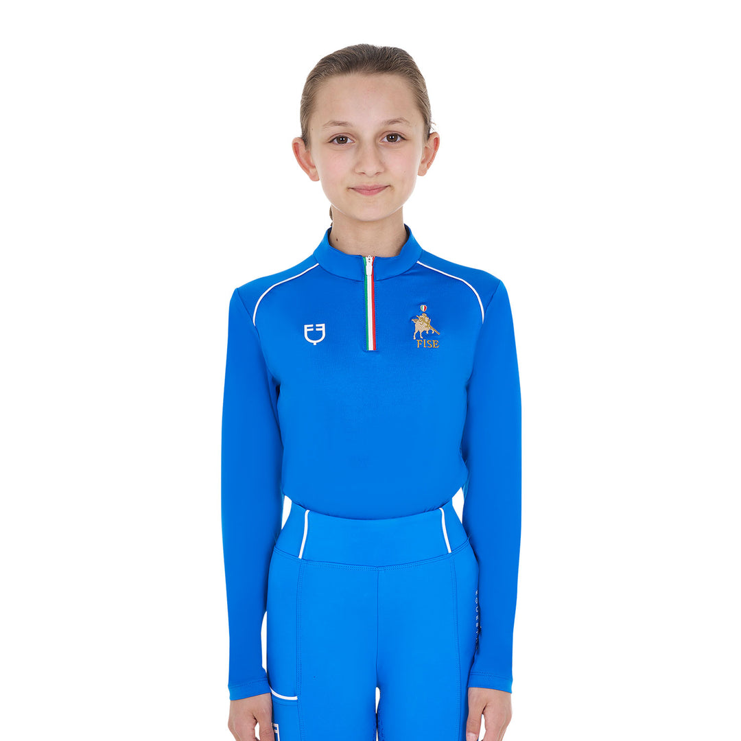Equestro Kids' Unisex Training Base Layer Equestro X Fise - Navy Blazer
