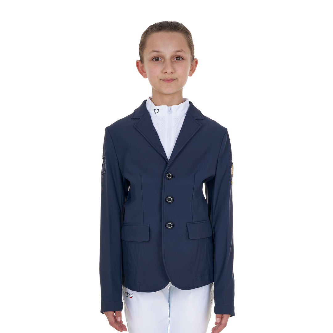 Equestro Kids' Unisex Three-Button Competition Jacket Equestro X Fise - Navy Blazer