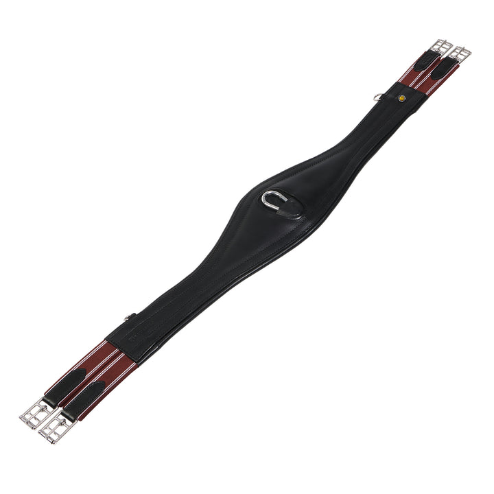 Equestro Leather Jumping Girth with Elastic Bands - Dark Brown