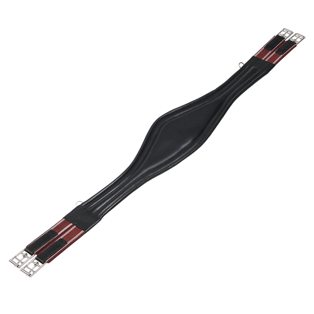 Equestro Leather Jumping Girth with Elastic Bands - Dark Brown