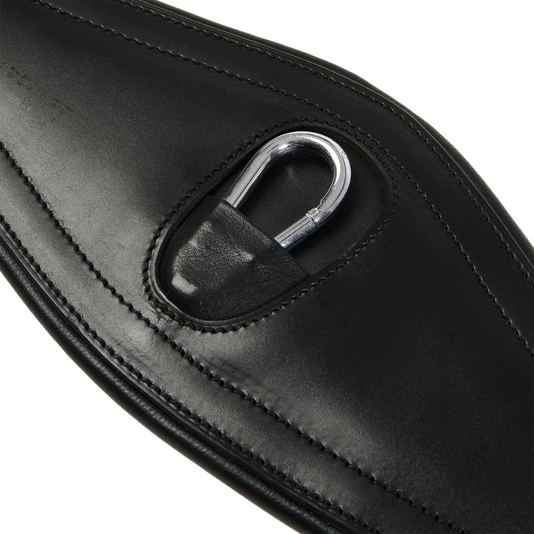 Equestro Leather Jumping Girth with Elastic Bands - Dark Brown