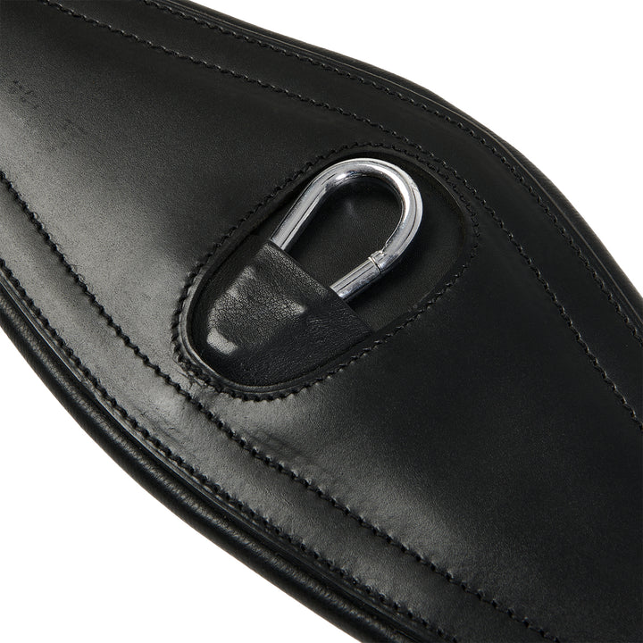 Equestro Leather Jumping Girth with Elastic Bands - Dark Brown