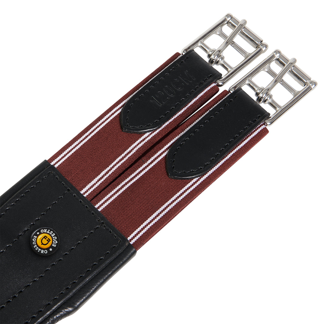 Equestro Leather Jumping Girth with Elastic Bands - Dark Brown
