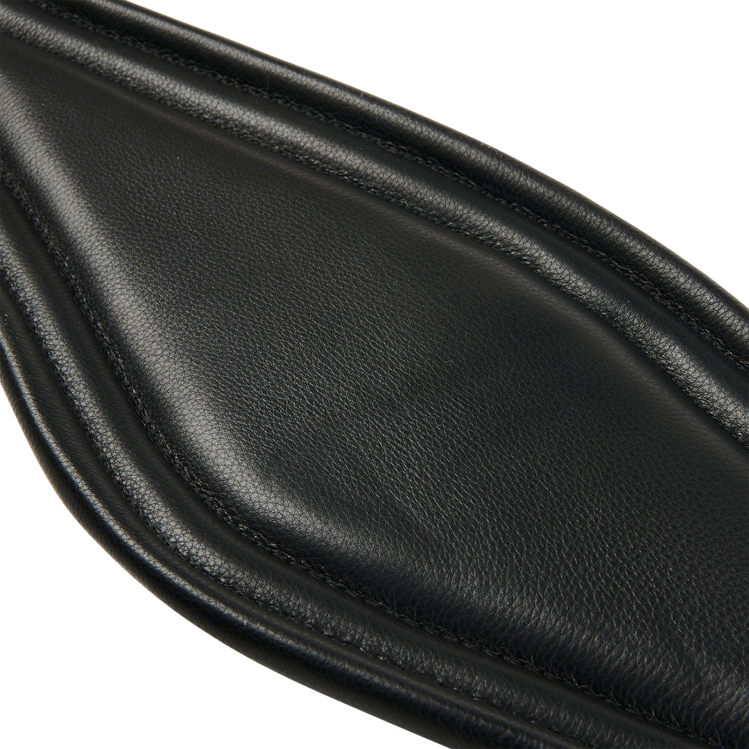 Equestro Leather Jumping Girth with Elastic Bands - Dark Brown