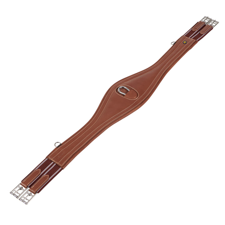 Equestro Leather Jumping Girth with Elastic Bands