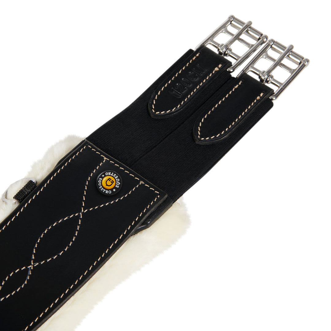 Equestro Jumping Girth with Synthetic Lambskin - Dark Brown