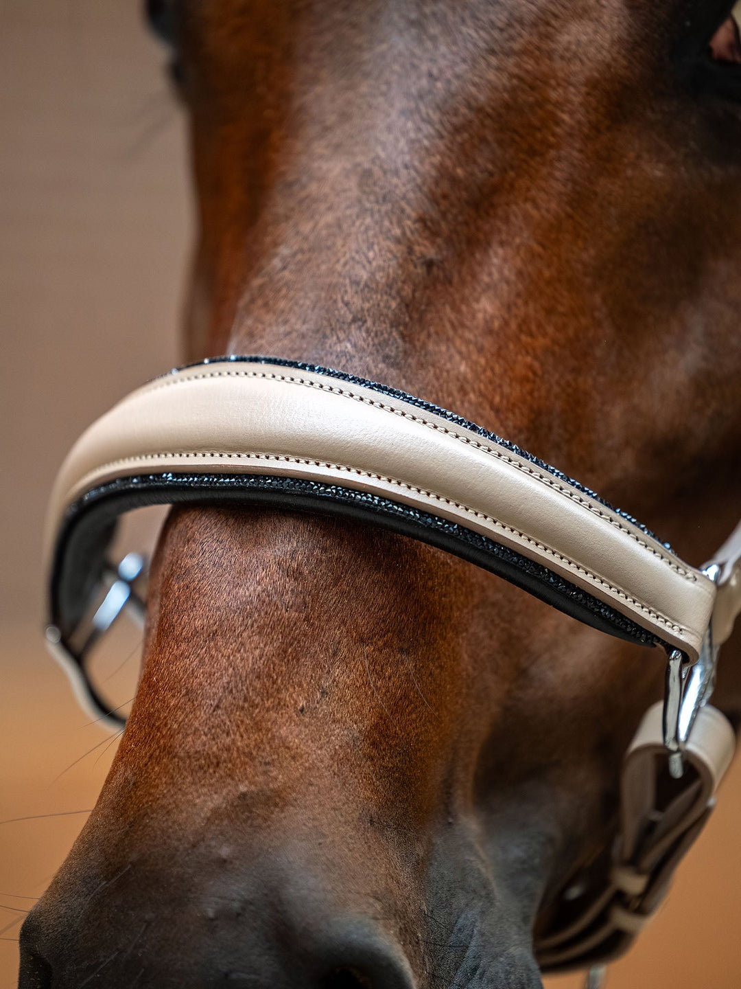 Equestrian Stockholm Anatomic Glimmer Leather Halter Sand - Halter - Kingdom Equestrian