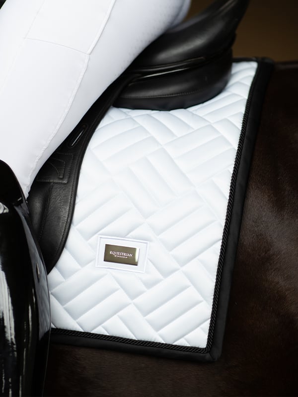 Equestrian Stockholm Dressage Saddle Pad Modern White Black Edition - Dressage Saddle Pad - Kingdom Equestrian