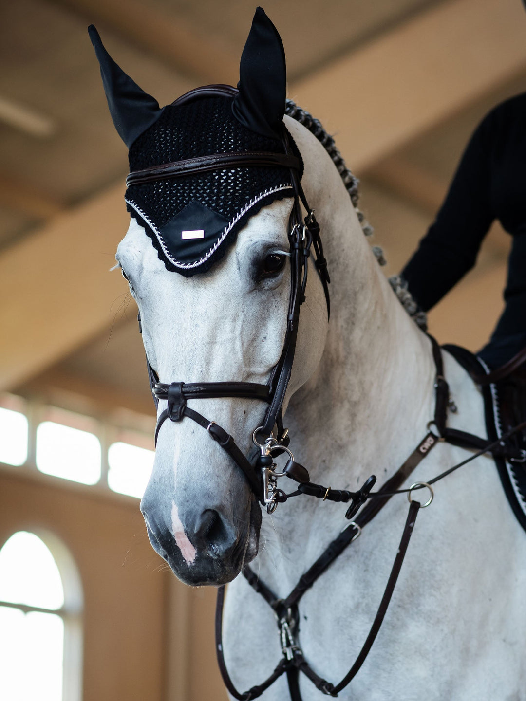 Equestrian Stockholm Fly Hood Black Edition - Ear Bonnet - Kingdom Equestrian