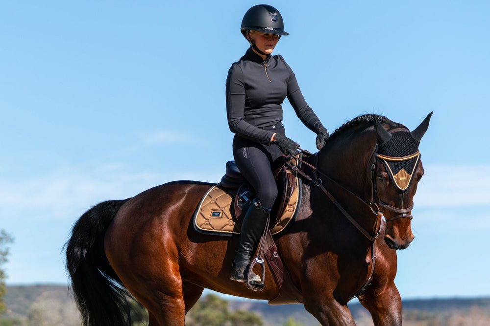 Equestrian Stockholm Fly Hood Golden Brass - Ear Bonnet - Kingdom Equestrian