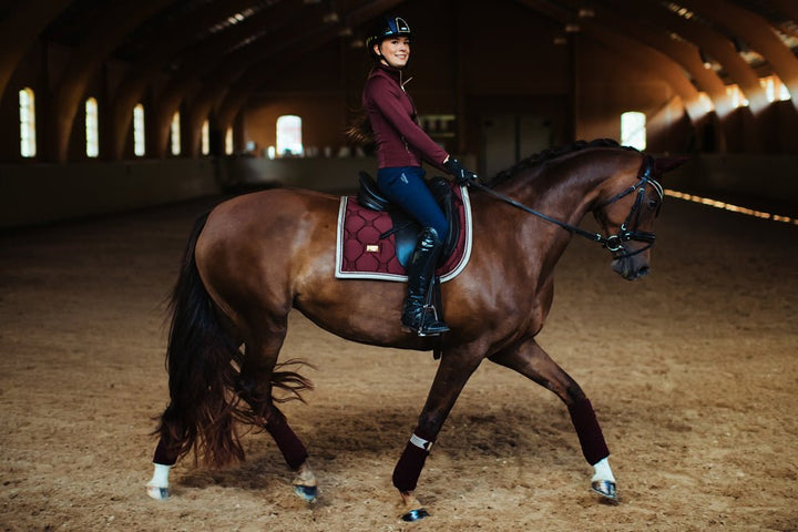 Equestrian Stockholm Polo Wraps Crystal Merlot Gold - Polo Wraps - Kingdom Equestrian